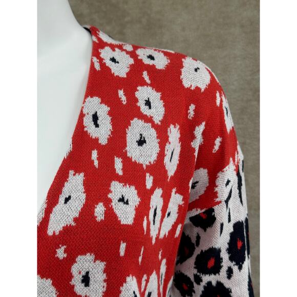 Cabi Sweater Womens Small Upbeat Cardigan Floral Stripe V‎ Neck Cozy Fall 6163 - Picture 2 of 10